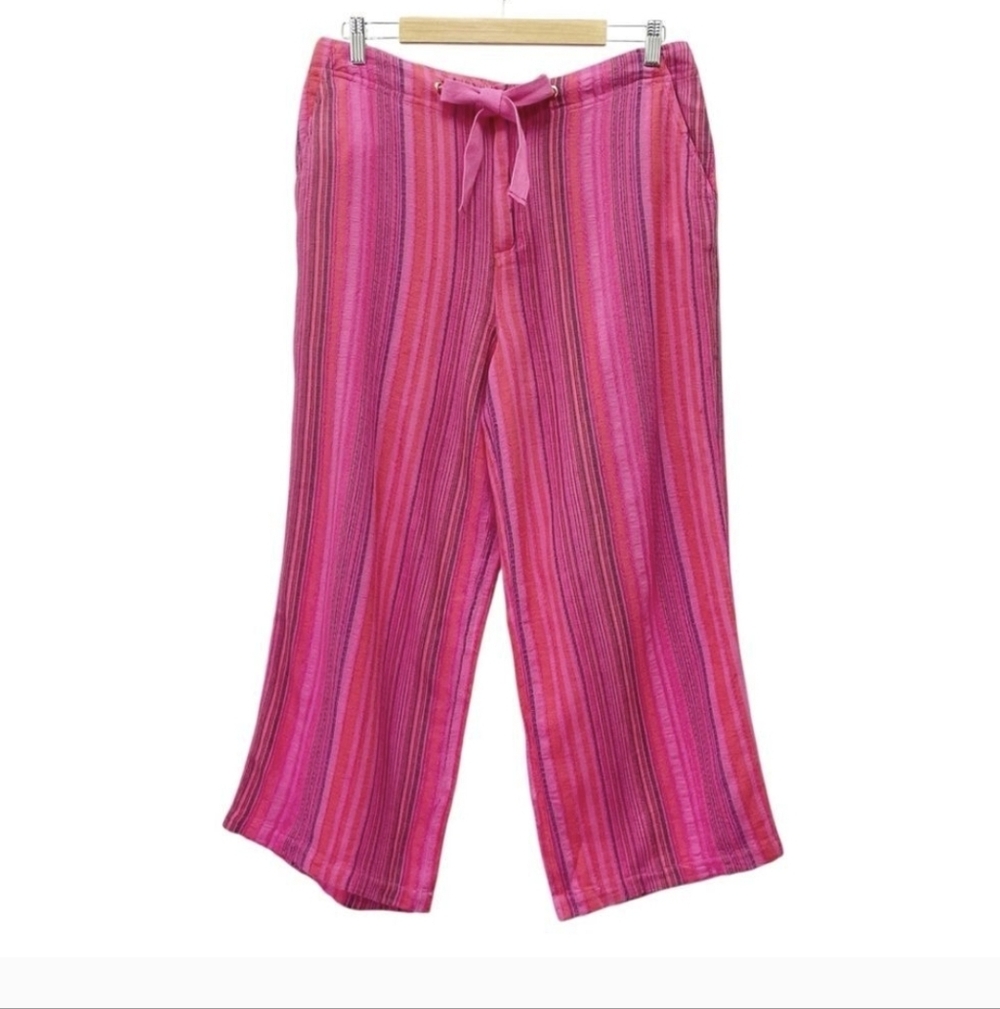 Sundance Hana Pink Striped Cropped Pants Xl